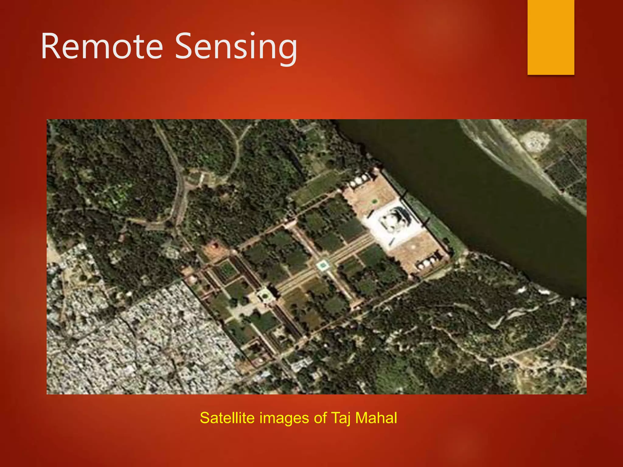 Remote Sensing
Satellite images of Taj Mahal
 