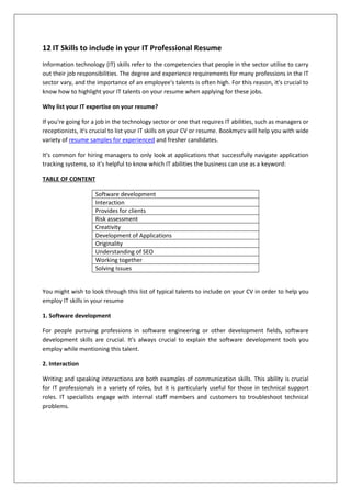 12 IT Skills to include in your resume. | PDF