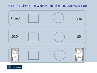 Part 4: Self-, reward-, and emotion-biases
£8£0.5
YouFriend
 
