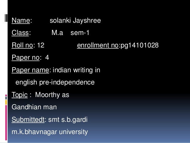 Moorthy As A Gandhi Man