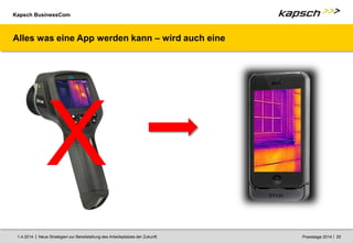 Kapsch BusinessCom
|
| Neue Strategien zur Bereitstellung des Arbeitsplatzes der Zukunft. 20
1.4.2014 Praxistage 2014
Alles was eine App werden kann – wird auch eine
X
 