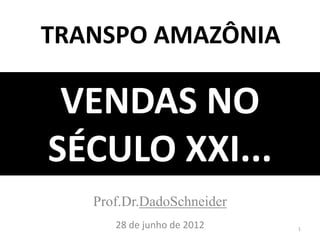 TRANSPO AMAZÔNIA

 VENDAS NO
SÉCULO XXI...
   Prof.Dr.DadoSchneider
      28 de junho de 2012   1
 