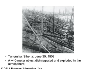 Insert Figure
12.26
Insert Figure
12.26
• Tunguska, Siberia: June 30, 1908
• A ~40-meter object disintegrated and exploded in the
atmosphere.
 