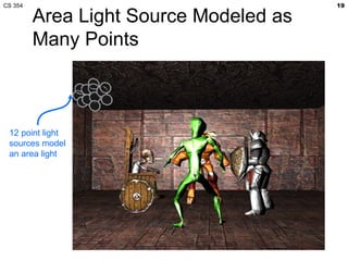 Area Light Source Modeled as Many Points 12 point light sources model an area light 