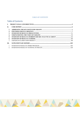 2
TABLE OF CONTENTS
Table of Contents
I. PROJECT GOALS AND OBJECTIVES........................................................