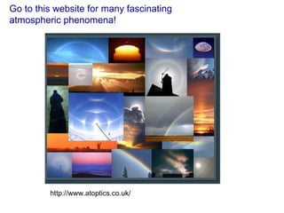 Go to this website for many fascinating atmospheric phenomena! http://www.atoptics.co.uk/ 
