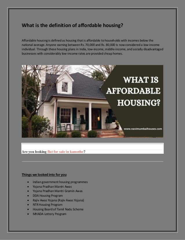 What Is The Definition Of Affordable Housing?