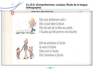 C.L.É.O. (Compréhension, Lexique, Étude de la langue,
Orthographe)
éditions RETZ, 2008, Antoine Fetet.
 