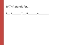 BATNA stands for…
B___ A_________ T__ _ N_________ A__________
 