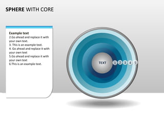 SPHERE  WITH CORE Example text Go ahead and replace it with your own text. This is an example text. Go ahead and replace it with your own text Go ahead and replace it with your own text This is an example text. TEXT 4 3 2 1 5 