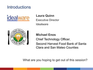 Introductions
                 Laura Quinn
                 Executive Director
                 Idealware


              ...