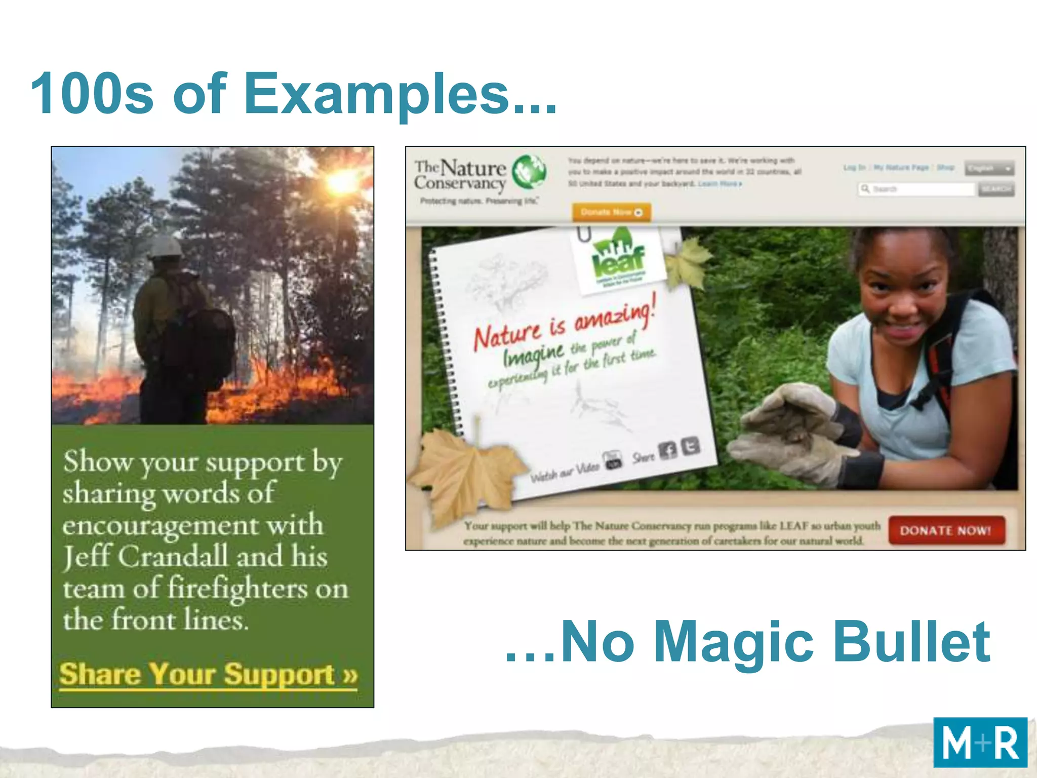 100s of Examples...




                …No Magic Bullet
 