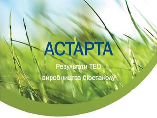 АСТАРТА
Результати ТЕО
виробництва біоетанолу
 