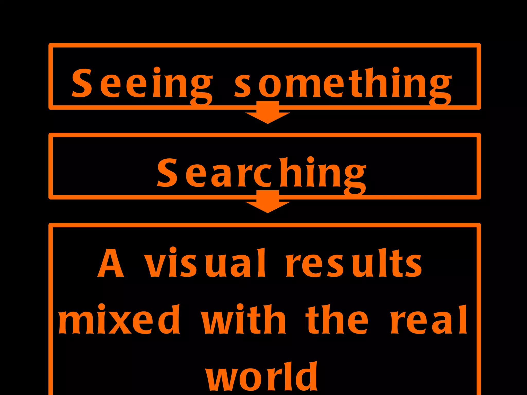Seeing something Searching A visual results mixed with the real world 