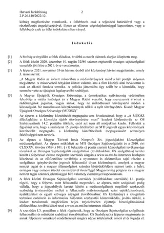 A Hatvani Járásbíróság ítélete a MÚOSZ vs Duna Médiaszolgáltató (MTI OS) perben