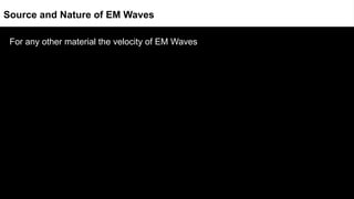 For any other material the velocity of EM Waves
Source and Nature of EM Waves
 