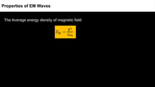 The Average energy density of magnetic field
Properties of EM Waves
 