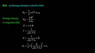 Sol. (c) Energy density in electric field
Energy density
in magnetic field
 