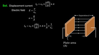Sol. Displacement current
Electric field
Plate area
(A)
 
