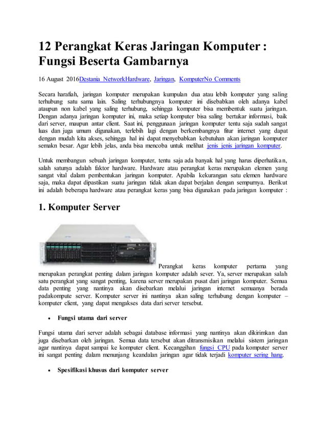 12 Perangkat Keras Jaringan Komputer Pdf