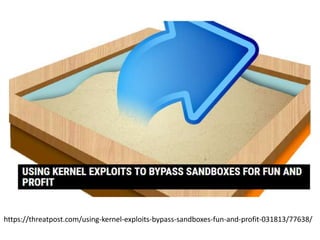 https://threatpost.com/using-kernel-exploits-bypass-sandboxes-fun-and-profit-031813/77638/
 
