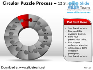12 pieces pie chart circular puzzle with hole in center process ...