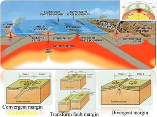 Convergent margin
(Subduction) Divergent marginTransform fault margin
 