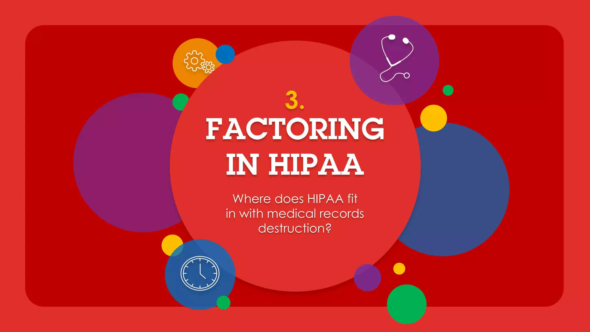 FACTORING
IN HIPAA
Where does HIPAA fit
in with medical records
destruction?
 