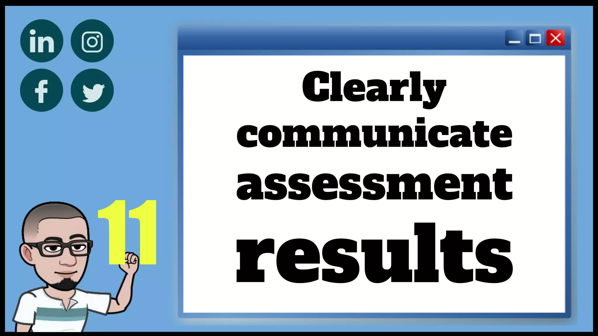 11
Clearly
communicate
assessment
results
 