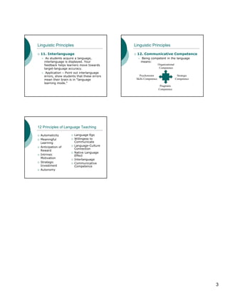 Language Principles 12 principles of language teaching power point notes page | PDF