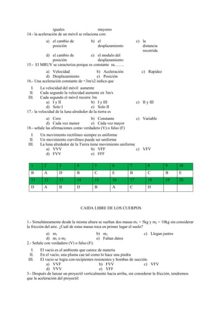 PROBLEMAS PROPUESTOS DE FÍSICA