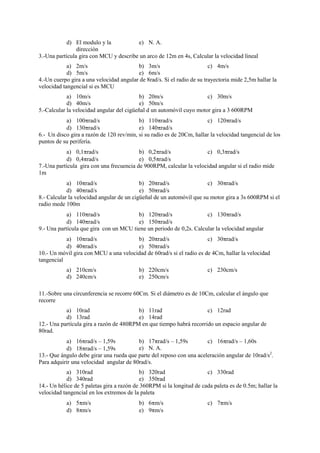 PROBLEMAS PROPUESTOS DE FÍSICA