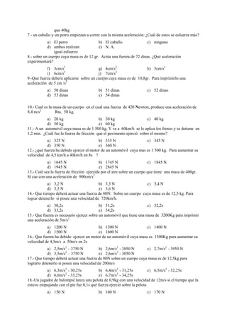 PROBLEMAS PROPUESTOS DE FÍSICA