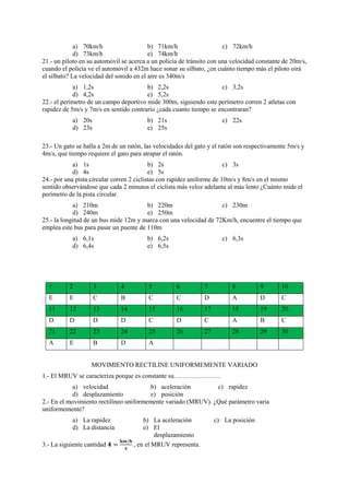 PROBLEMAS PROPUESTOS DE FÍSICA