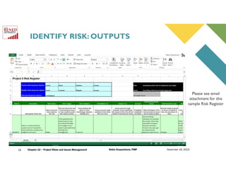 project risk register to identify issues project risk... 12 Project RISK and ISSUES Management.pdf