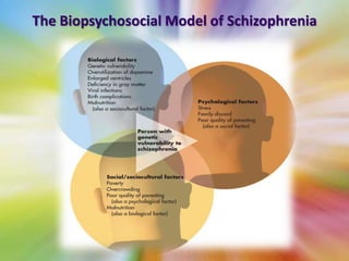 Origins of Schizophrenia Psychological perspectivesConditioning and social situationsSociocultural perspectivesRelationship between schizophrenia and lower socioeconomic statusBiopsychosocial perspectiveGenetic predisposition
