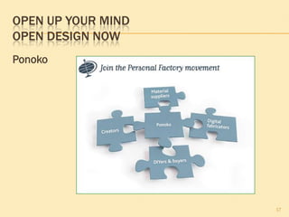 OPEN UP YOUR MIND
OPEN DESIGN NOW
Ponoko
17
 