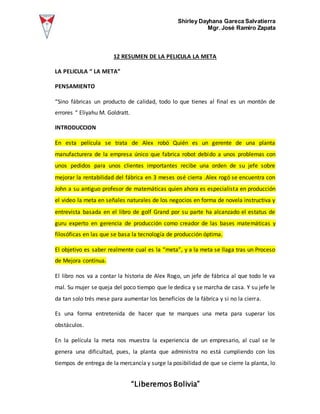 Alex Rogo 12 resumen de la pelicula la meta | DOCX