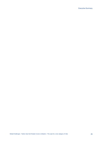 Executive Summary
Global Challenges – Twelve risks that threaten human civilisation – The case for a new category of risks 25
 