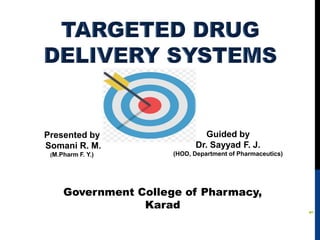 Guided by
Dr. Sayyad F. J.
(HOD, Department of Pharmaceutics)
Presented by
Somani R. M.
(M.Pharm F. Y.)
Government College of Pharmacy,
Karad
 