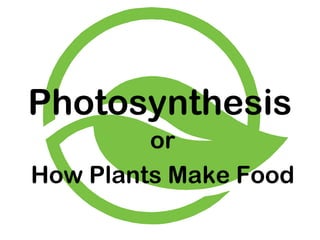 Photosynthesis
         or
How Plants Make Food
 