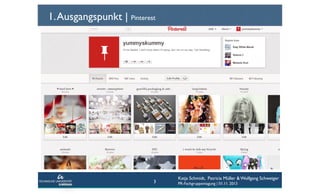 1. Ausgangspunkt | Pinterest

3

Katja Schmidt, Patricia Müller & Wolfgang Schweiger
PR-Fachgruppentagung | 01.11. 2013

 