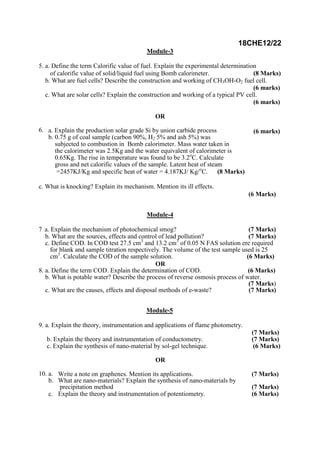 1 & 2 semester VTU 2018 cbcs scheme model question papers | PDF