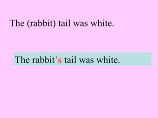 The (rabbit) tail was white.
The rabbit’s tail was white.
 