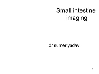 1
Small intestine
imaging
dr sumer yadav
 