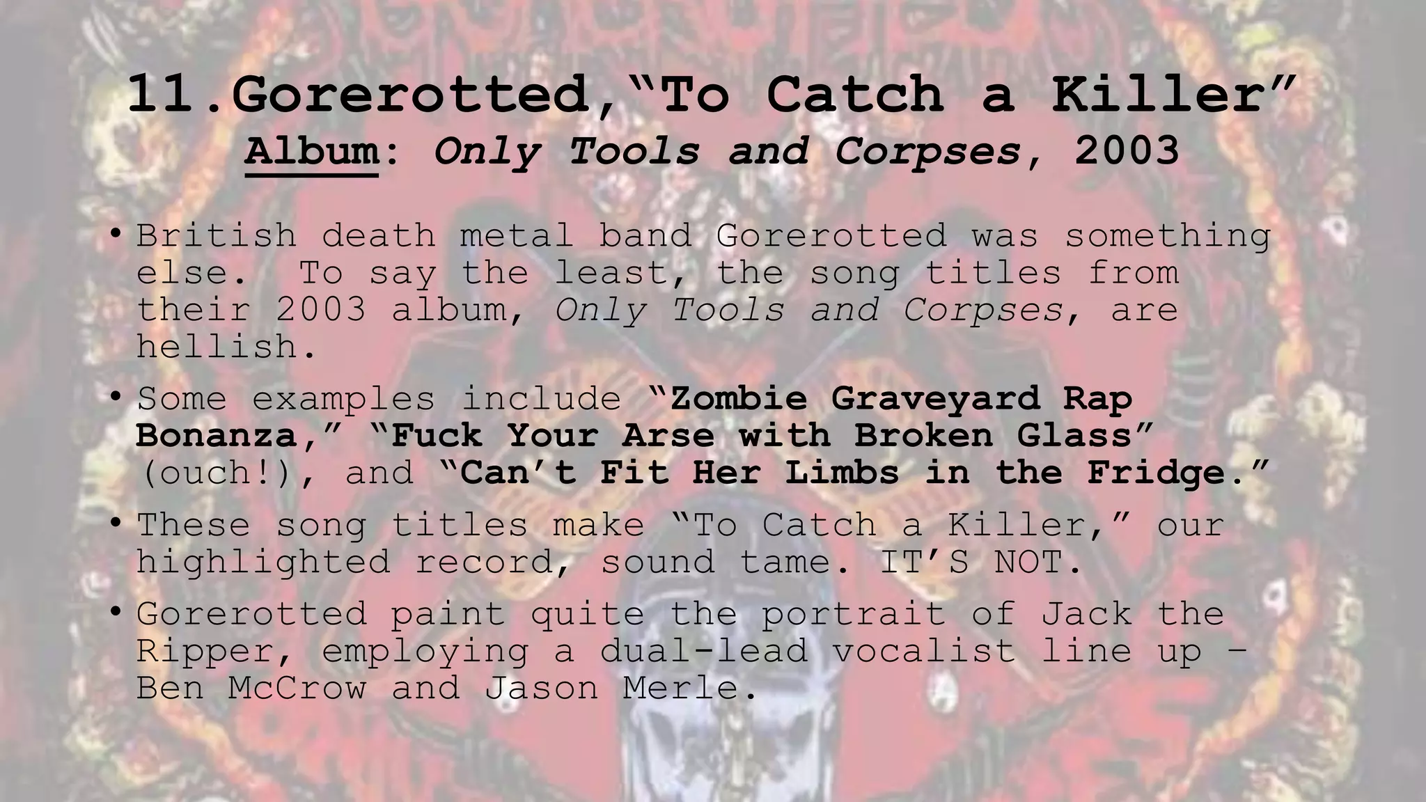 12 songs about jack the ripper | PPTX