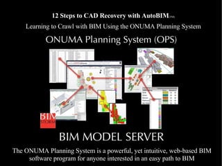 12 Steps to CAD Recovery with AutoBIM (TM) Learning to Crawl with BIM Using the ONUMA Planning System The ONUMA Planning System is a powerful, yet intuitive, web-based BIM software program for anyone interested in an easy path to BIM 
