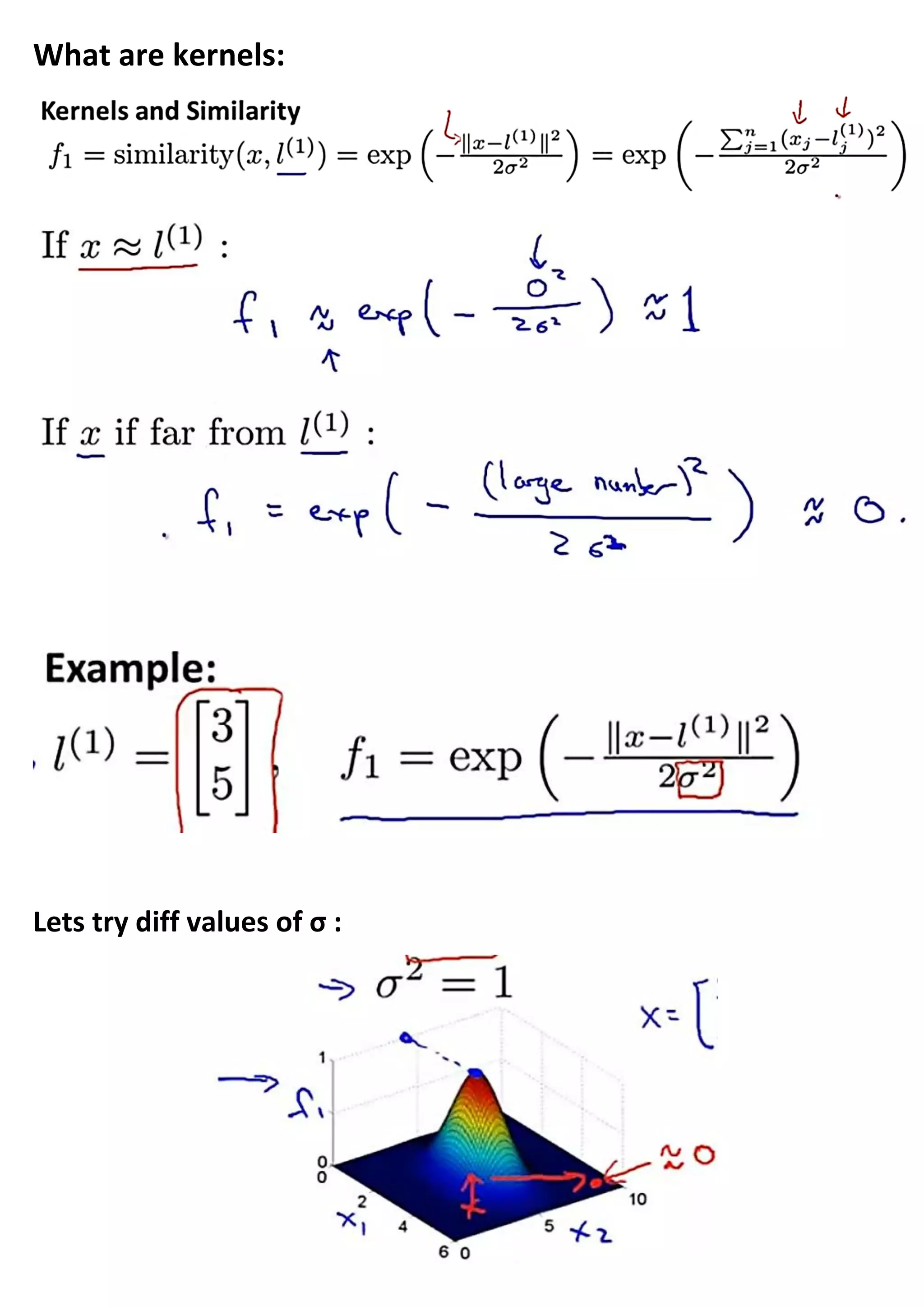 What are kernels:
Lets try diff values of σ :
 