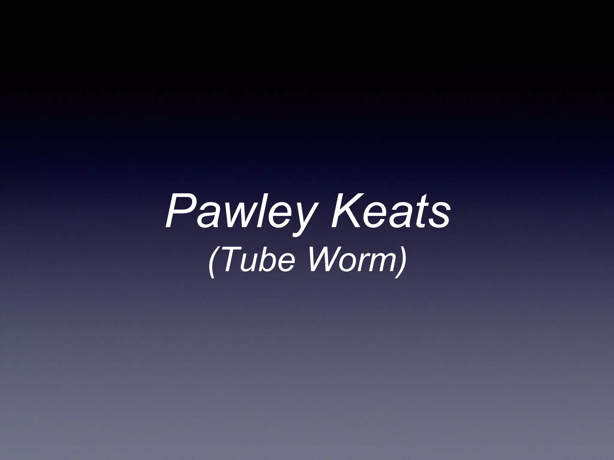 Pawley Keats
(Tube Worm)
 