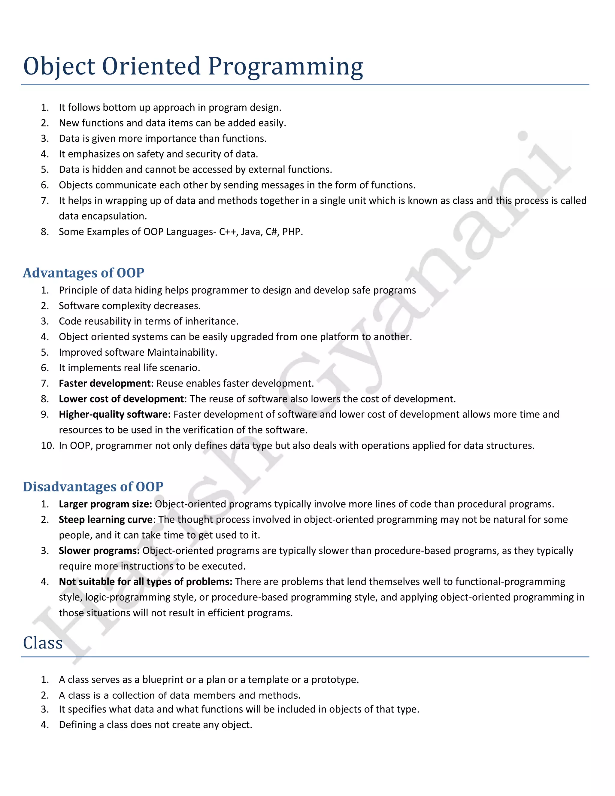 12th ip CBSE chapter 4 oop in java notes complete | PDF